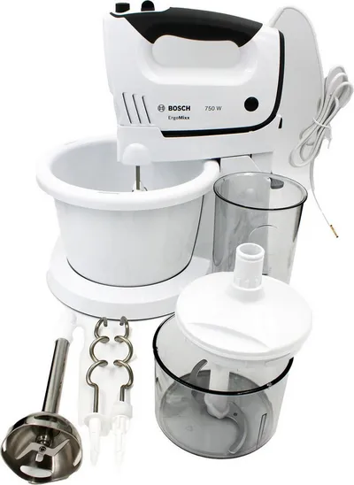 BOSCH Handmixer Bosch MFQ37490 ErgoMixx Handmixer-Set 750W weiß/grau