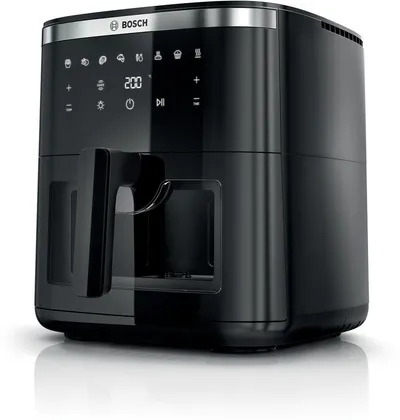 BOSCH Heißluftfritteuse XXL Air Fryer Serie 6, MAF671B0, 7,1l, Fenster, 7 Programme, schwarz, 1800 W, Innenlicht, Schüttelalarm, Korb spülm.geeignet