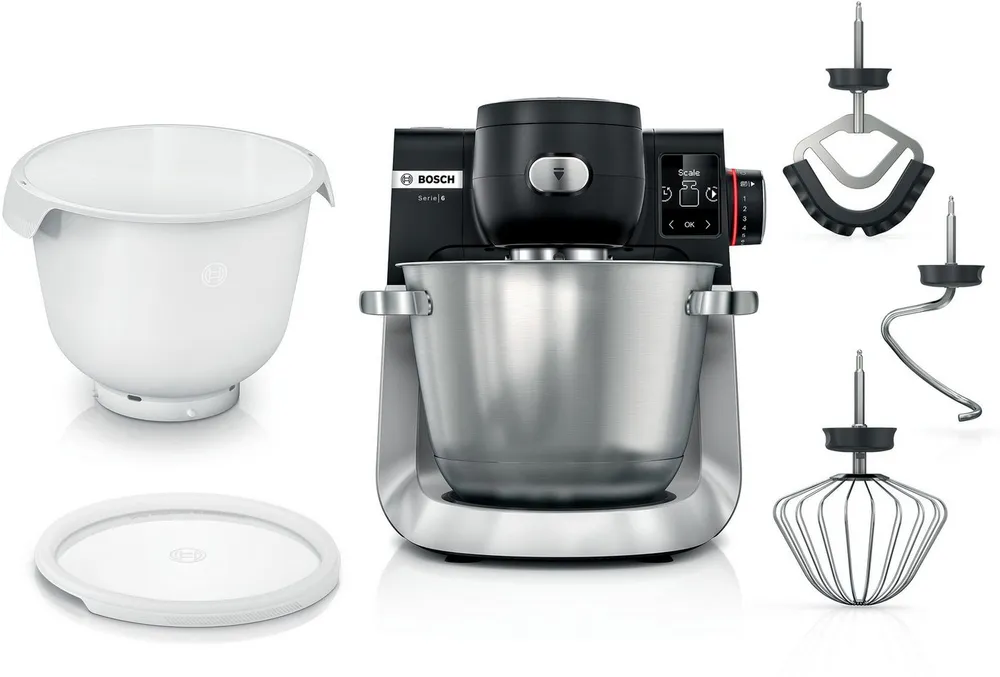 BOSCH Küchenmaschine Serie 6 MUMS6ZS18, 2 Schüsseln, integr. Waage, schwarz, 1600 W, 13,1 l Schüssel