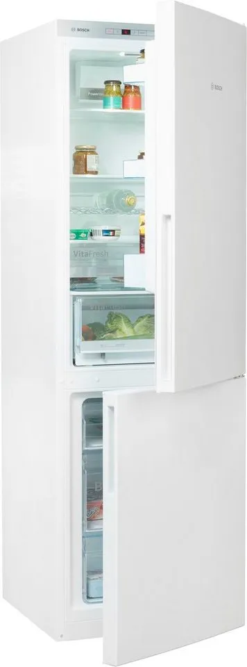 BOSCH Kühl-/Gefrierkombination Serie 6 KGE36AWCA, 186 cm hoch, 60 cm breit, Low Frost, VitaFresh Schublade, Big Box, LED-Licht, Super Kühlen