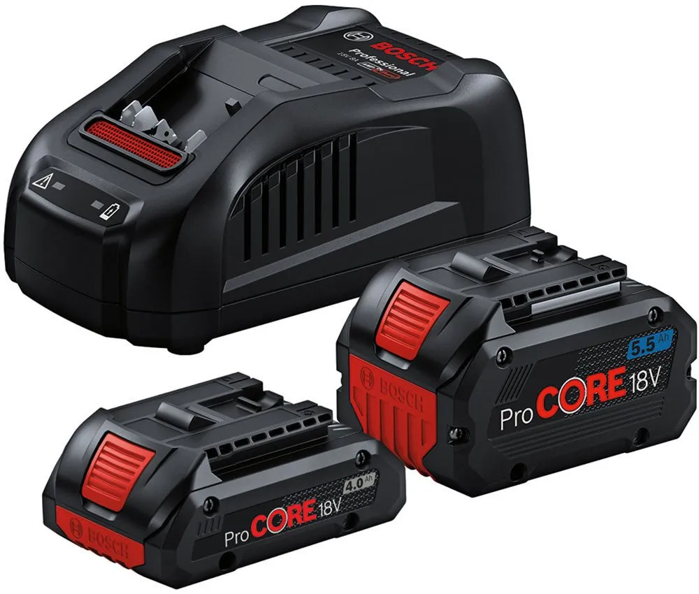 Bosch Professional »ProCORE 18V 4.0Ah« + »ProCORE 18V 5.5Ah« Akku Starter-Set, 2 Akkus und 1 Ladegerät
