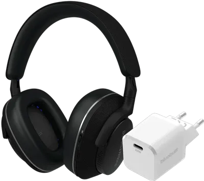 Bowers & Wilkins Px7 S2e Schwarz + BlueBuilt Power-Delivery-Ladegerät mit USB-C-Port 20 W Weiß