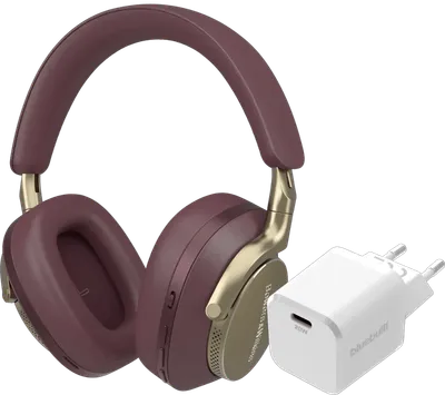 Bowers & Wilkins Px8 Rot + BlueBuilt Power-Delivery-Ladegerät mit USB-C-Port 20 W Weiß