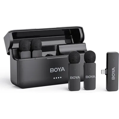 Boya By-v4d Lightning-Mikrofone, 4 Kanäle, 2,4 GHz, 200 m, Geräuschunterdrückung
