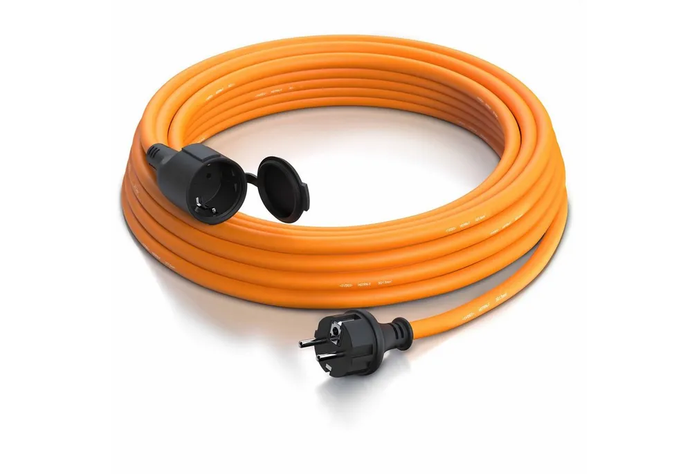 Brandson Stromkabel Verlängerung für den Außenbereich 3500W, Outdoor, IP44, 10m Verlängerungskabel, Typ F (Schuko), Schutzkontakt-Kupplung (1000 cm), Verlängerungskabel mit Schuko Stecker & Schutzkappe, Elektrokabel 230V