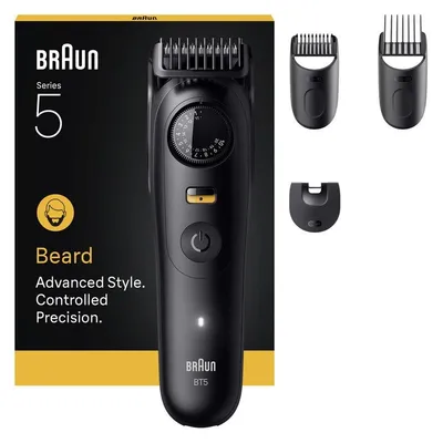 Haarschneider Braun BeardTrimmer 5 80789813 Kabellos 20 Längen 120min 3 Aufsätze Wasserdicht