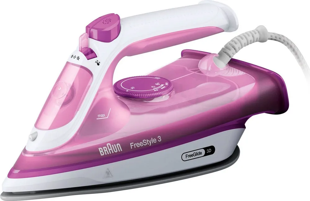 Braun Dampfbügeleisen FreeStyle 3 FI 3124 PU - 2.400 W, 170 g Dampfstoß, 270 ml Wassertank, 2400 W, 45 g Dampfmenge, SuperCeramic Bügelsohle, 35 Sek. Aufheizzeit