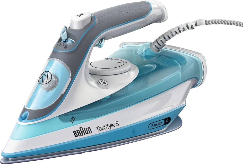 Braun Dampfbügeleisen TexStyle 5 SI 5006 BL - 2.600 W, 180 g Dampfstoß, 300 ml Wassertank, 2600 W, 50 g Dampfmenge, SuperCeramic Bügelsohle, offenes Griffdesign