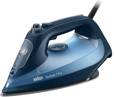Braun Dampfbügeleisen TexStyle 7 Pro SI 7160 BL - 3.000 W, 225 g Dampfstoß, 300 ml Tank, 3000 W, 50 g Dampfmenge, EloxalPlus Bügelsohle, autom. Sicherheitsabschaltung