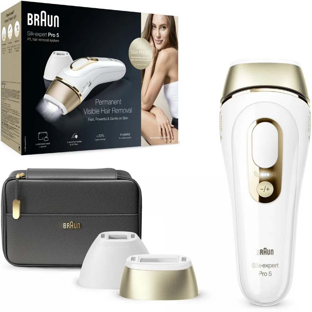 Braun Haarentfernungsgerät Braun Silk-Expert Pro 5 PL5140, 400.000 Lichtimpulse, IPL-Tech, 400.000 Blitze, SensoAdapt-Sensor, 10 Stufen, IPL-Tech, 400.000 Blitze, SensoAdapt-Sensor, 10 Stufen