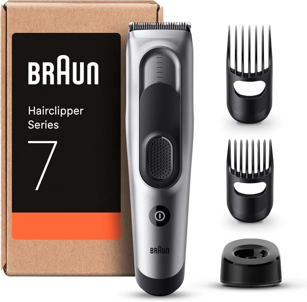 Braun Haarschneider Braun Haarschneider Series 7 17 Längen 2 Kammaufsätze 50 Min. HC7390, Haarschneidemaschine & Rasierapparat, Ultrascharfe Klingen Abwaschbar