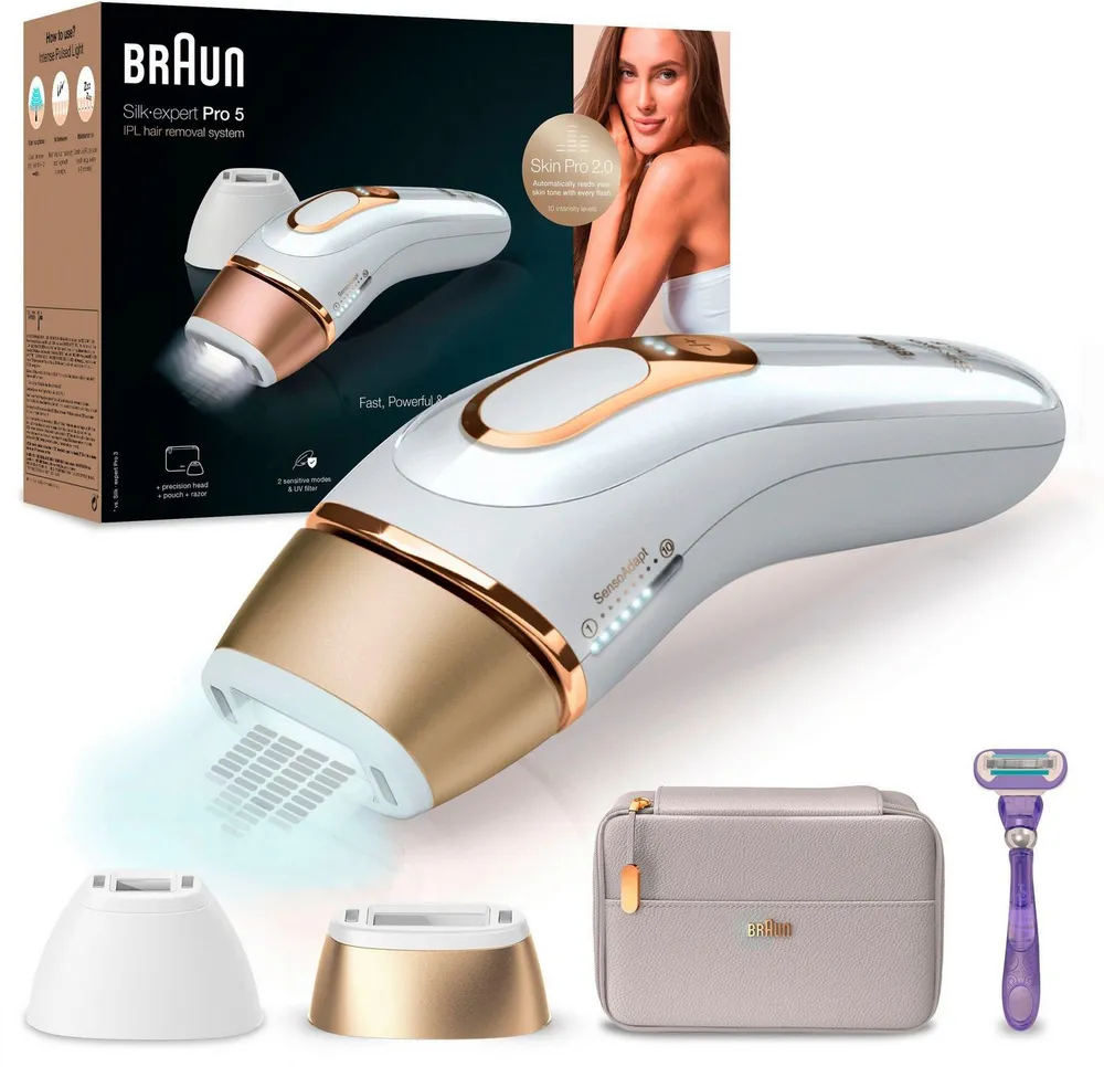 Braun IPL-Haarentferner Silk Expert Pro 5 PL5157 Haarentfernungsgerät, 400.000 Lichtimpulse, UV-Filter, Skin Pro 2.0 Sensor