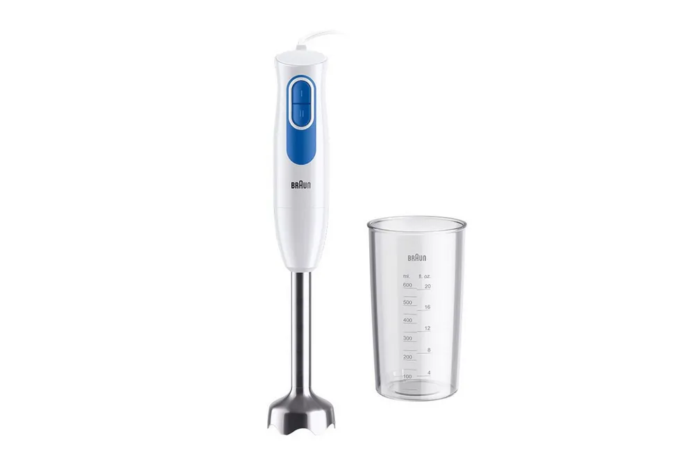 Braun Stabmixer MultiQuick 2 MQ 20.001 M - 600 W, 2 Geschwindigkeiten, Edelstahl, 600 W, Leicht, Pürierstab, Mixer, Zubehör spülmaschinenfest, Babybrei
