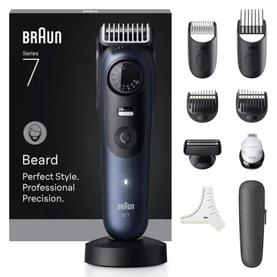 Haarschneider Braun BeardTrimmer 7 BT7540 Kabellos 40 Längen 120min 4 Aufsätze Nass-Trocken Schnellladung