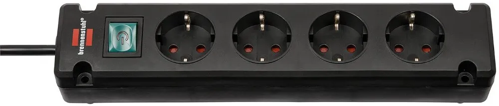 H05VV-F 3G1,5 Bremounta 4-fach schwarz 1,5m Steckdosenleiste