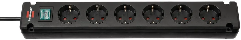 H05VV-F 3G1,5 Bremounta 6-fach, schwarz, 3m Steckdosenleiste