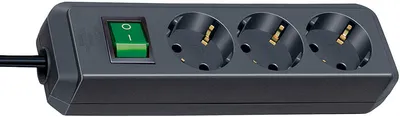 Eco-Line Steckdosenleiste mit Schalter 3-fach schwarz 3m H05VV-F 3G1,5