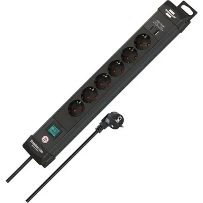 Steckdosenleiste Brennenstuhl 1951160608 6 Steckplätze 2 USB mit Schalter und Schutz