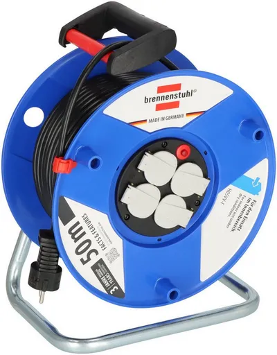 Brennenstuhl Garant Kabeltrommel 50 m H05VV-F 3G1,5 Stromkabel, Typ F (Schuko), (5000 cm)