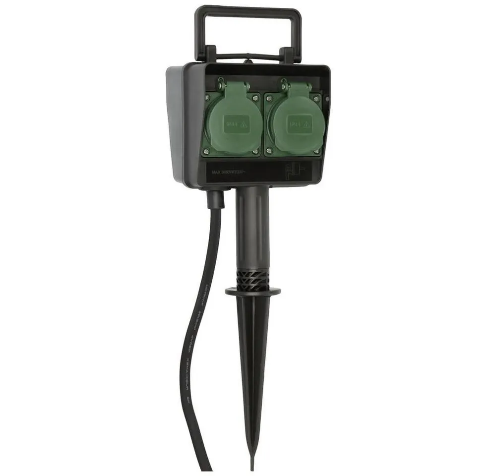 Brennenstuhl Gartensteckdose Gartensteckdose mit Erdspieß IP44 4-fach 10m H07RN-F 3G1.5 1154450, mit Erdspieß