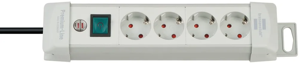 Brennenstuhl Premium-Line Steckdosenleiste 4-fach (Ein- / Ausschalter, Kabellänge 1,8 m), mit Schalter