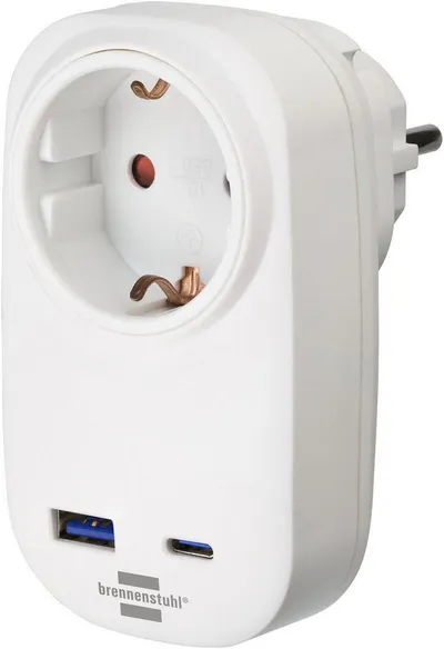 Brennenstuhl Steckdosenadapter + USB-Charger PD 1xUSB A,1xPD 20W Adapter Typ F (Schuko) zu Typ F (Schuko)