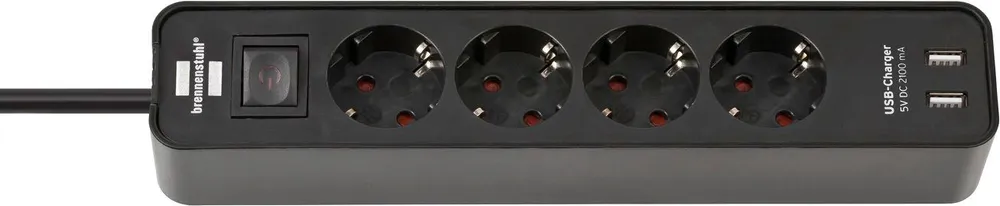 Brennenstuhl Steckdosenleiste (Ein- / Ausschalter, USB-Anschlüsse), mit USB-Ladefunktion