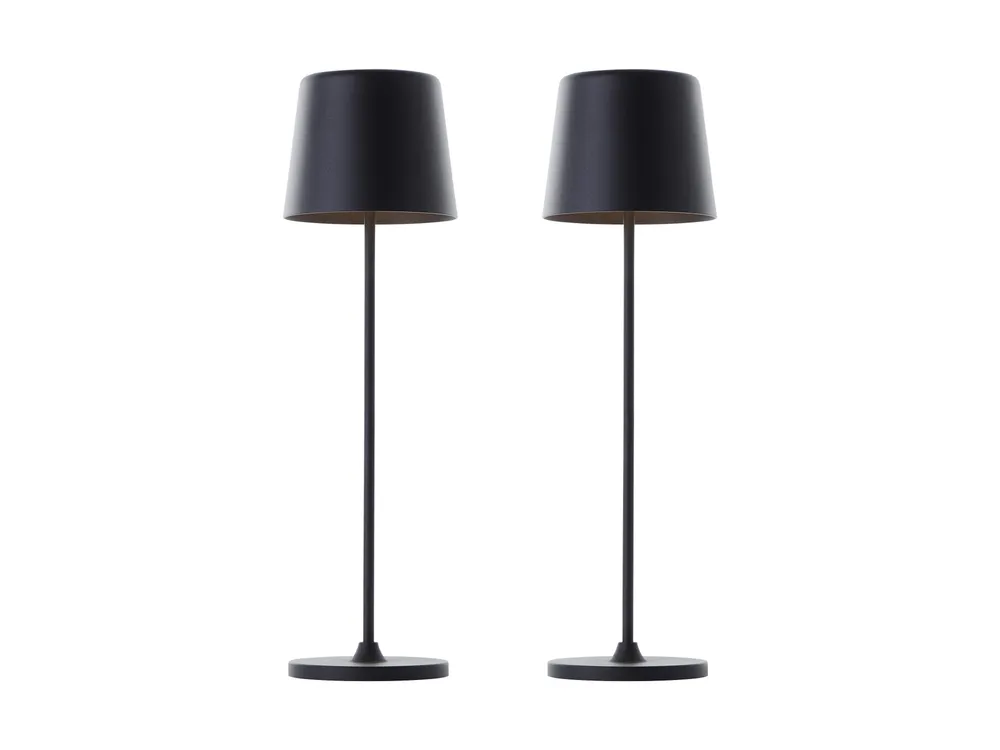 BRILLIANT LED-Akku-Tischleuchte Kaami, 2 W, 310 lm, 3000 K, schwarz, 2er Set