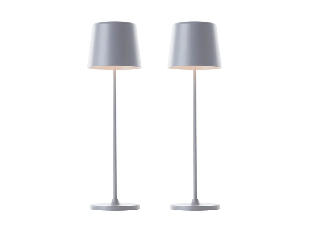 BRILLIANT LED-Akku-Tischleuchte Kaami, 2 W, 310 lm, 3000 K, grau, 2er Set