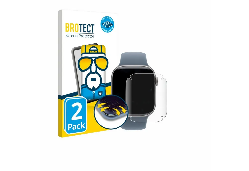 BROTECT Displayschutzfolie Fullscreen Schutzfolie für Apple Watch Series 11 (42 mm), 2 Stück, Displayschutz Folie Fullcover Klar Transparent