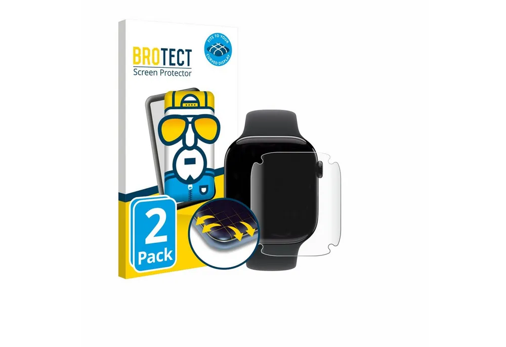 BROTECT Displayschutzfolie Fullscreen Schutzfolie für Apple Watch Series 11 (46 mm), 2 Stück, Displayschutz Folie Fullcover Klar Transparent