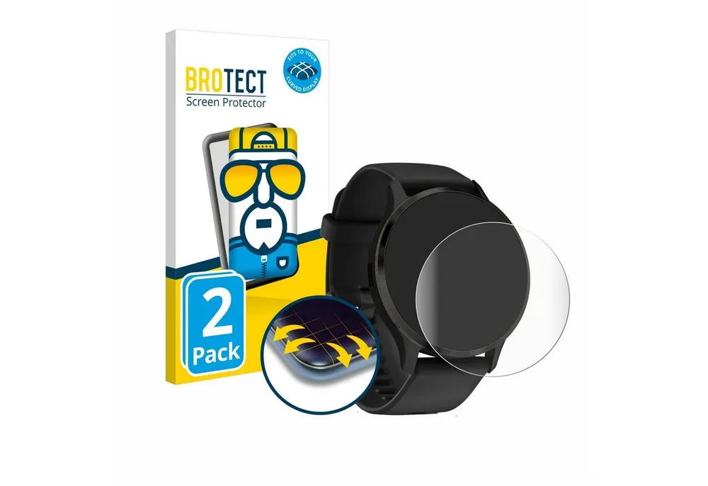 BROTECT Displayschutzfolie Fullscreen Schutzfolie für Garmin Venu 3S, 2 Stück, Displayschutz Folie Fullcover Klar Transparent