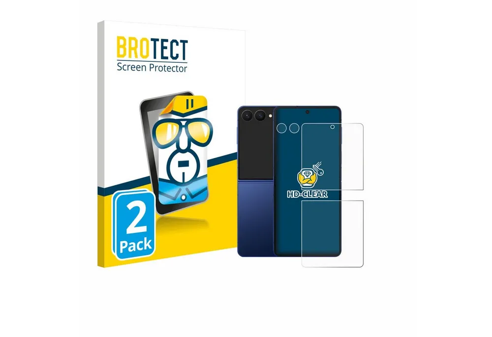 BROTECT Displayschutzfolie Schutzfolie für Samsung Galaxy Z Flip 7 (Display+Kamera), 2 Stück, Displayschutz Schutz Folie Klar Transparent