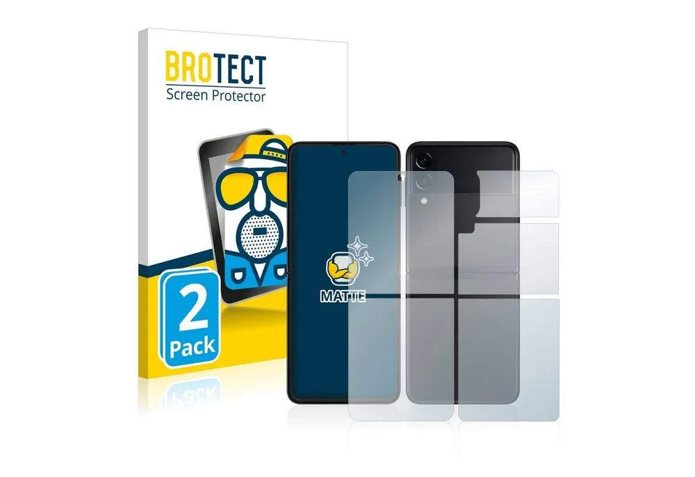 BROTECT Displayschutzfolie Schutzfolie für Samsung Galaxy Z Flip 3 5G (Display+Rückseite), 2 Stück, Displayschutz Schutz Folie Matt Entspiegelungsfolie