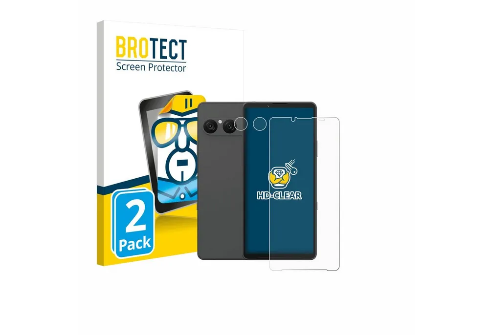 BROTECT Displayschutzfolie Schutzfolie für Sony Xperia 10 VII (Display+Kamera), 2 Stück, Displayschutz Schutz Folie Klar Transparent