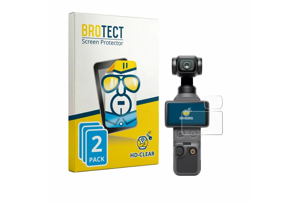 BROTECT Displayschutzfolie Schutzfolie für DJI Osmo Pocket 4 (Display + Linse), 2 Stück, Displayschutz Schutz Folie Klar Transparent