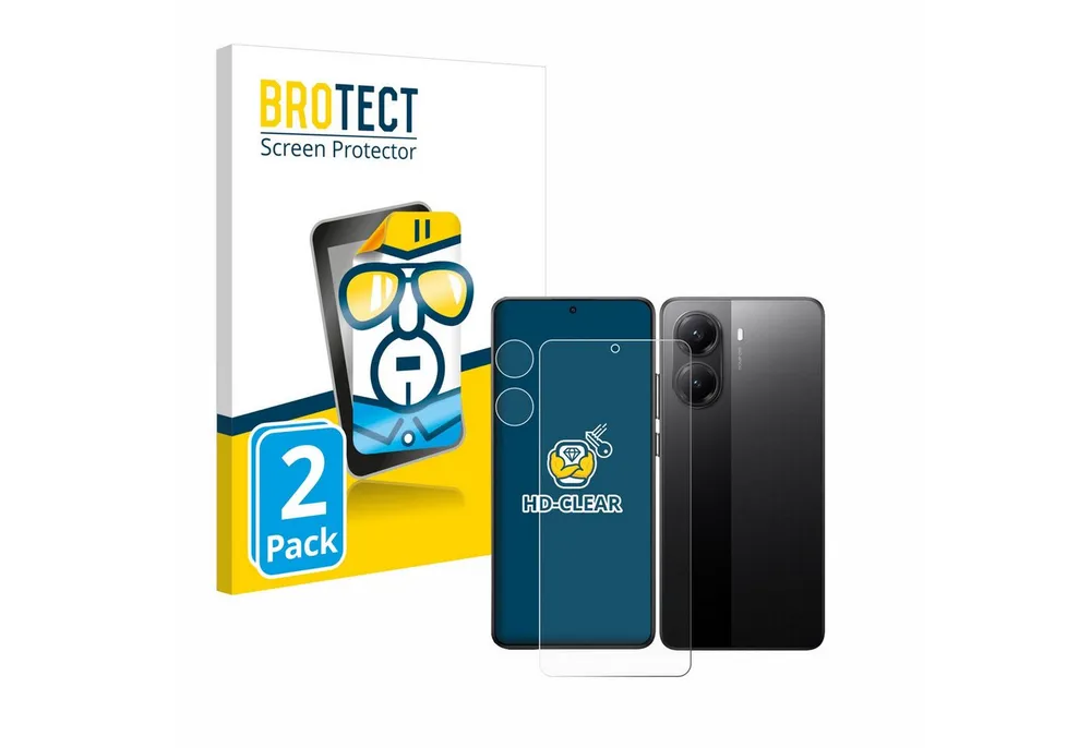 BROTECT Displayschutzfolie Schutzfolie für Xiaomi Poco X7 Pro (Display+Kamera), 2 Stück, Displayschutz Schutz Folie Klar Transparent