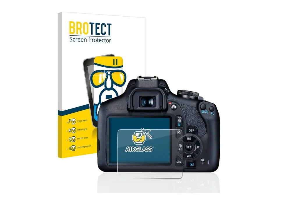 BROTECT Displayschutzglas Folie für Canon EOS 2000D, Schutzfolie Glas Panzer Display Schutz klar