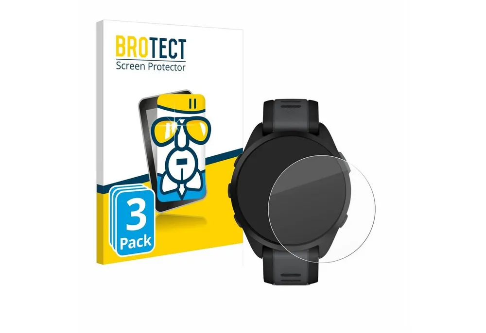 BROTECT Displayschutzglas Folie für Garmin Forerunner 165, 3 Stück, Schutzfolie Glas Panzer Display Schutz klar