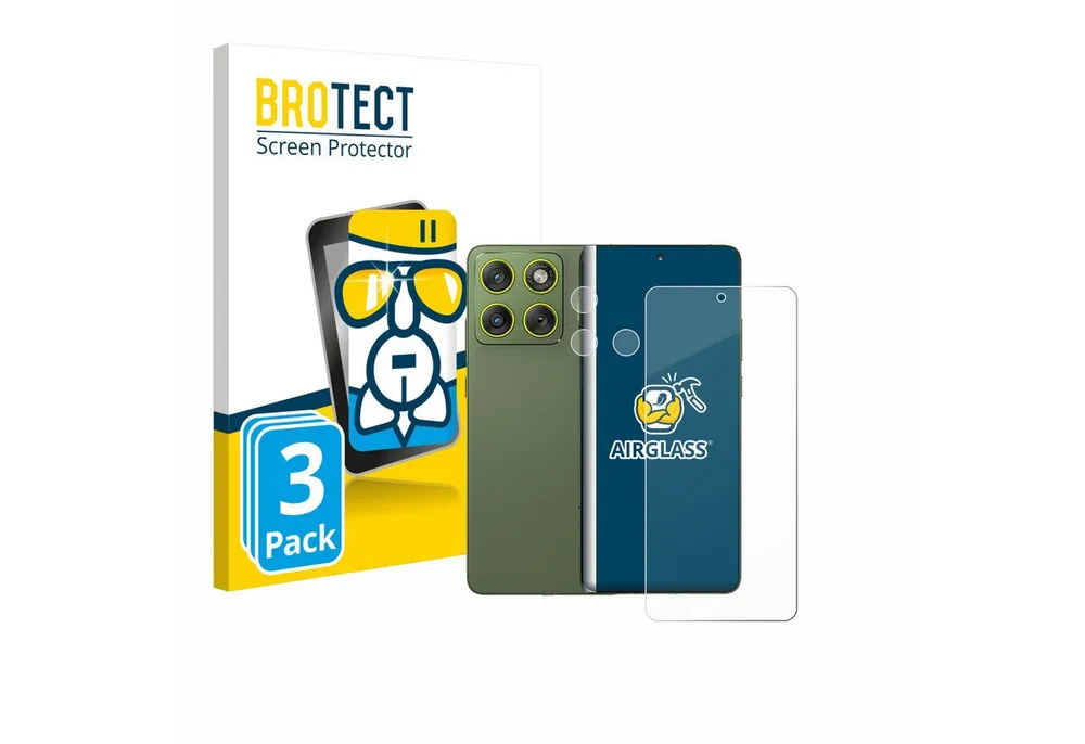 BROTECT Displayschutzglas Folie für Motorola Edge 70 (Display+Kamera), 3 Stück, Schutzfolie Glas Panzer Display Schutz klar