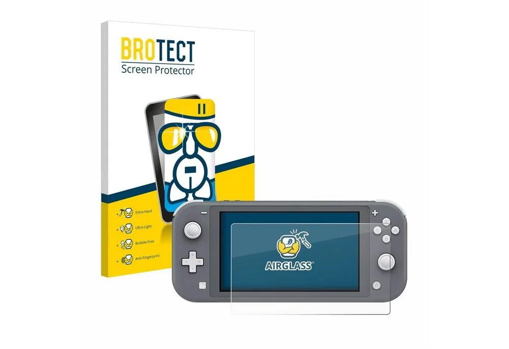 BROTECT Displayschutzglas Folie für Nintendo Switch Lite, Schutzfolie Glas Panzer Display Schutz klar