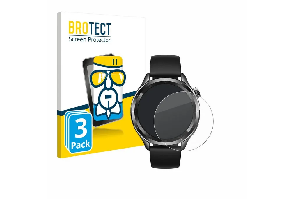 BROTECT Displayschutzglas Folie für Xiaomi Watch S4 (47 mm), 3 Stück, Schutzfolie Glas Panzer Display Schutz klar