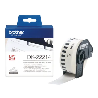 Schwarz-Weiß Endlosetiketten DK22214, 1,2 cm breit, 30,48 m lang, Thermodirektdruck