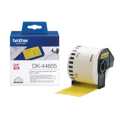 DK44605 Endlosetiketten gelb schwarz 62mm x 30,48m für temporäre Identifikation