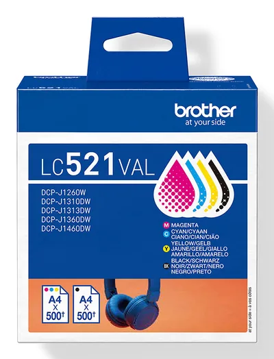 LC521VAL (cmyk) Druckerpatronen, Schwarz/Cyan/Magenta/Gelb, Original, je 1 Stück