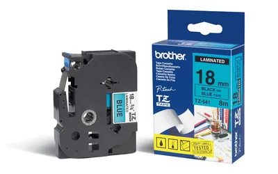 Etikettenband für Drucker Brother TZ-541 Schwarz auf Blau 1,8 cm x 8 m