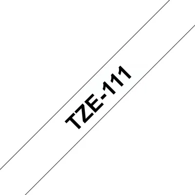 Brother TZe-111 Laminierte 6mm Schriftband, Schwarz auf Transparent, 8m Länge
