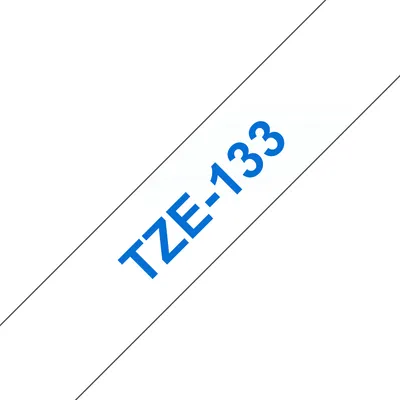 Brother TZe-133 | tze133 | Blau auf durchsichtig - Rolle (1,2 cm x 8 m)