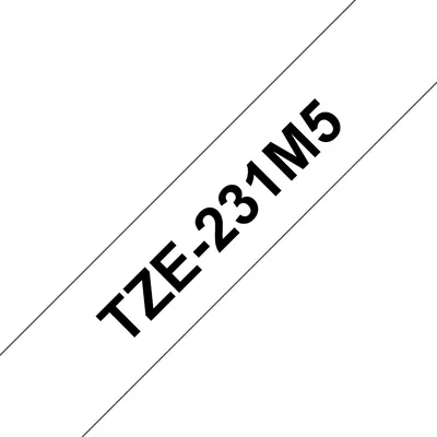 Beschriftungsband Brother TZE-231M5 Schwarz auf Weiß 12 mm 5er-Pack
