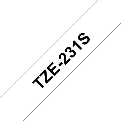 Beschriftungsband Brother TZE231S2 Schwarz auf Weiß 12 mm laminiert Outdoor